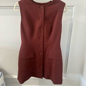 ANTONIO MELANI Burgundy Button-Front Mini Dress